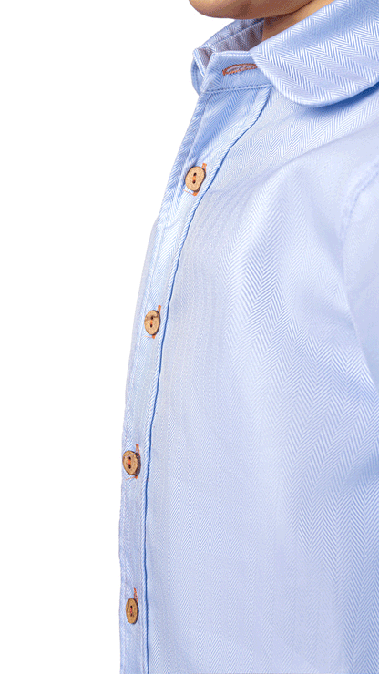 boy.ish earthly embroidered round collar anti-spill button-up
