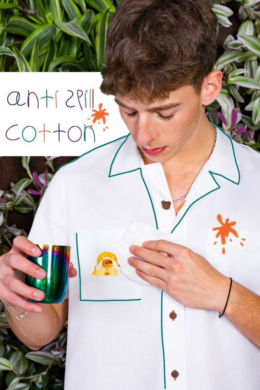 BIG.ish anti-spill boxy button-up with banana phone embroidery