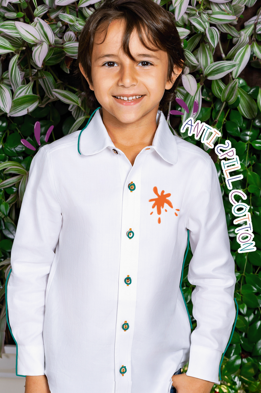 boy.ish anti-spill button-up rounded collar