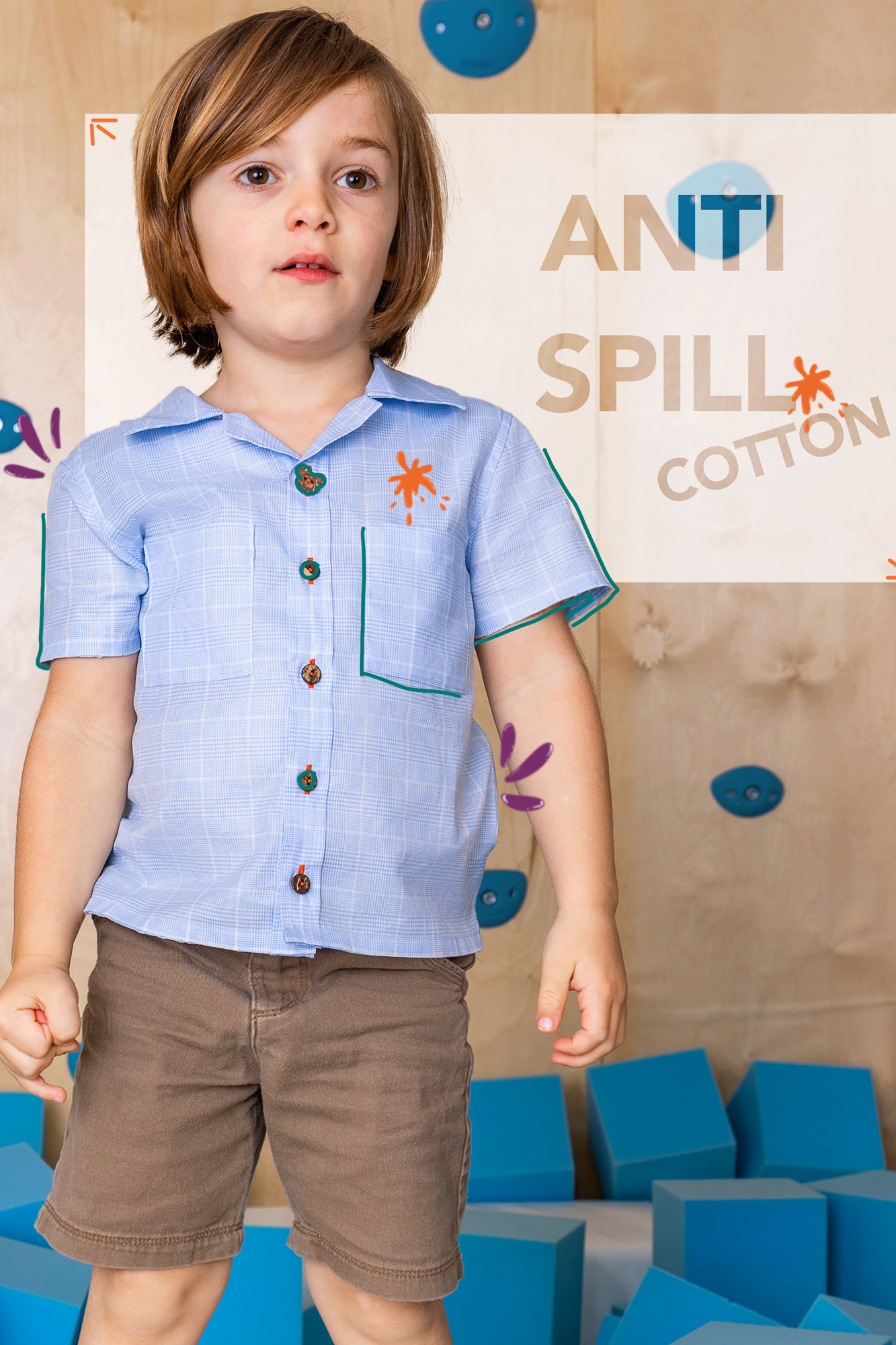 kid.ish short sleeve anti-spill button-up